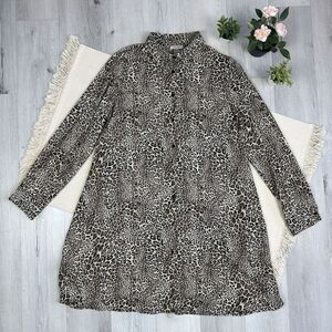 Fiorella Rubino Shirt Dress Leopard Animal Print Loose Fit Size 8 Made In Italy